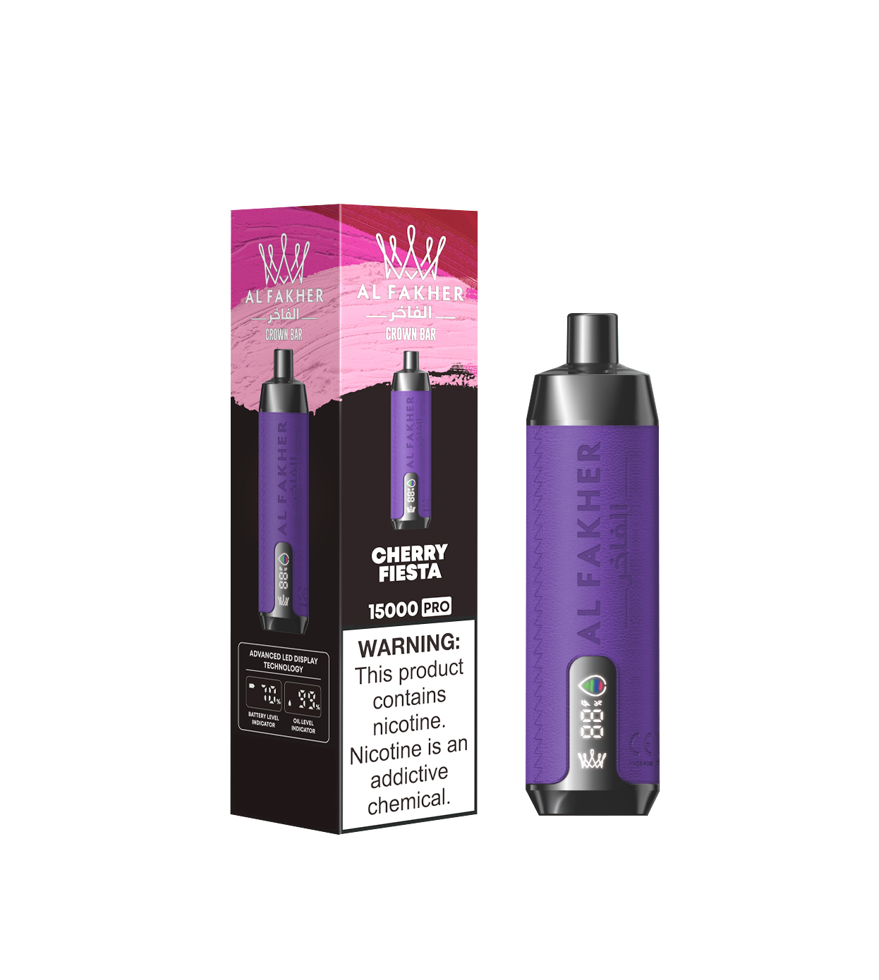 AL FAKHER Crown Bar 15K Puffs Cherry Fiesta Disposable Vape (20ml, 850mAh, Type‑C, LCD)