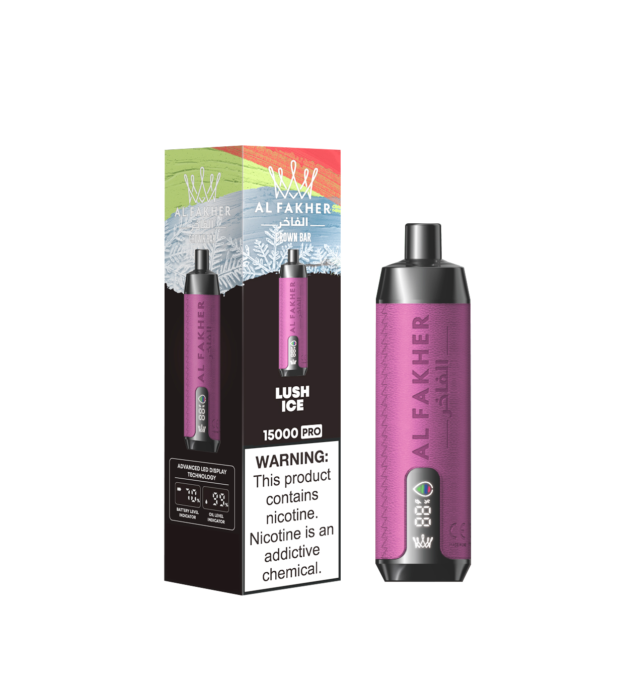 AL FAKHER Crown Bar 15000 Puffs Lush Ice Disposable Vape (20ml, Rechargeable, Display)