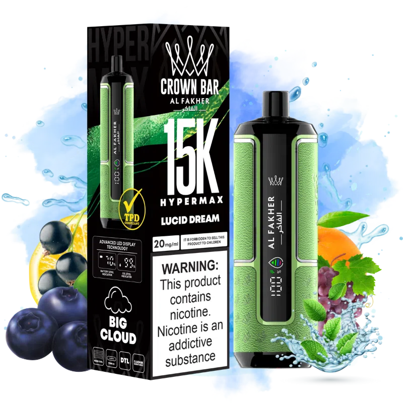 AL FAKHER Hypermax 15000 Puffs (Lucid Dream) – 30ml 5% Nicotine, Rechargeable Type‑C, Smart Display