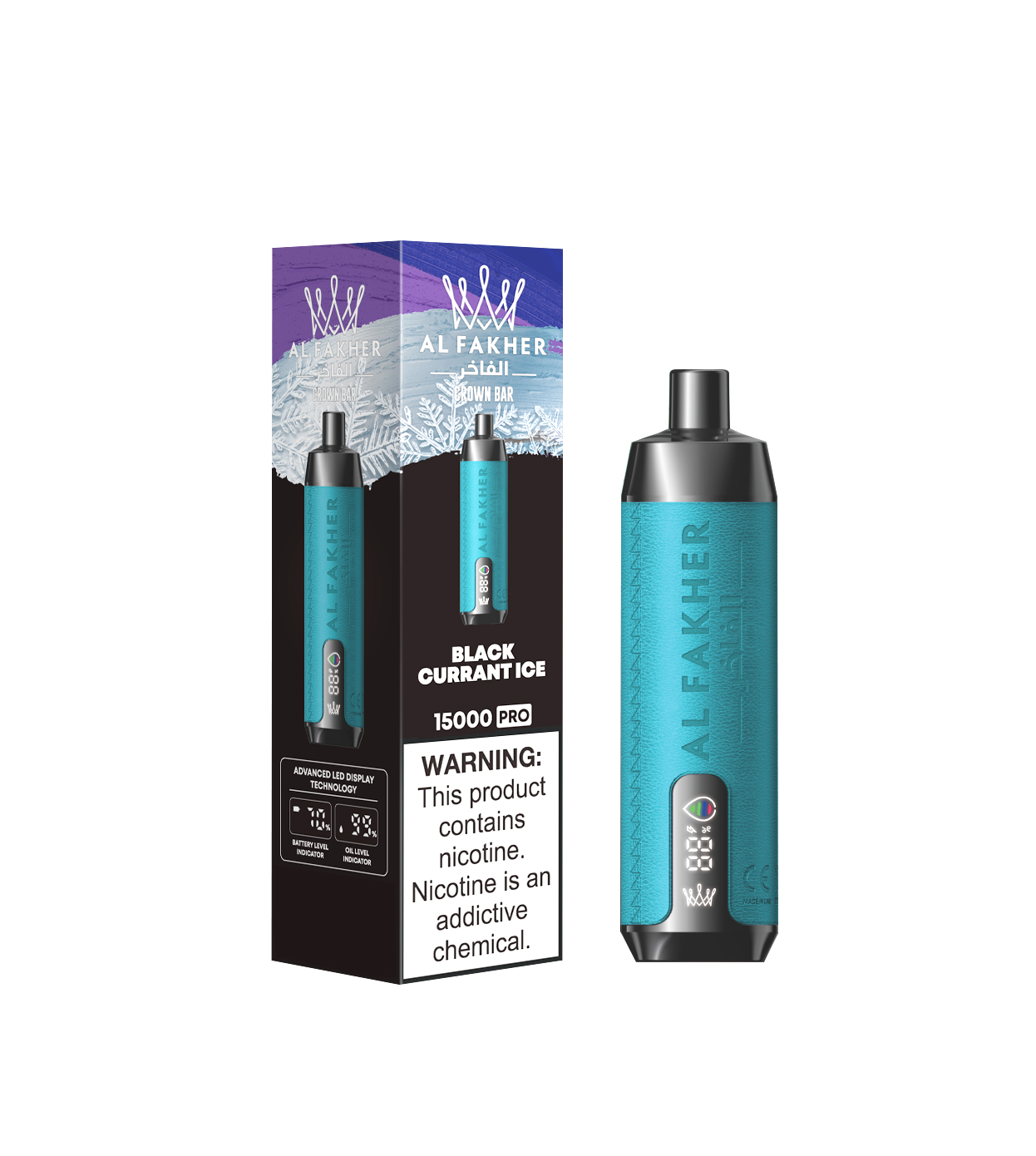 AL FAKHER CROWN BAR 15K Puffs Black Currant Ice (20ml, 850mAh, Display, Mesh Coil)