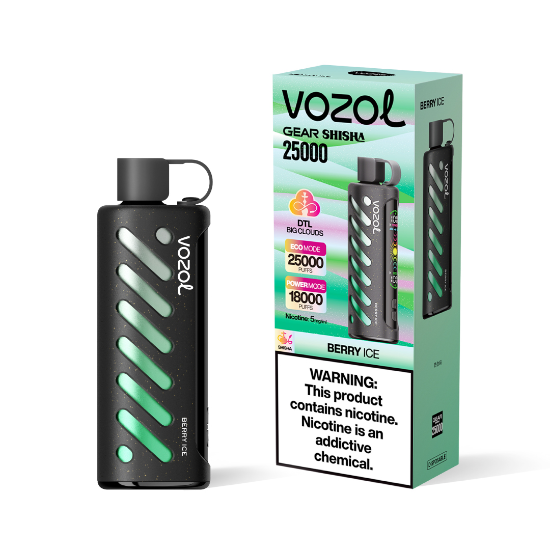 Vozol Gear Shisha 25K Puffs Berry Ice Disposable Vape (24ml, 5% Nicotine, Dual Mesh, Type‑C)