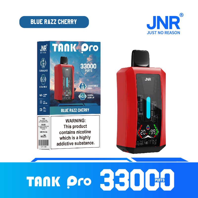 JNR TANK PRO 33000 Puffs Blue Razz Cherry Disposable Vape (28ml, Dual Mesh, LED, Type‑C)