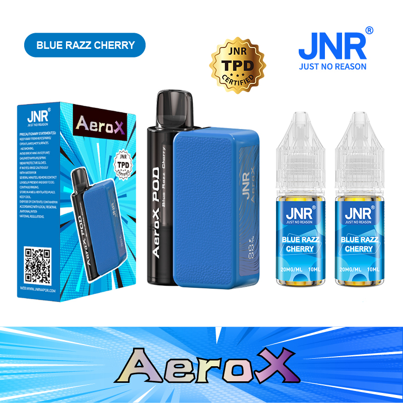 JNR Aero X 32000 Puffs Blue Razz Cherry Refillable Pod Vape (2% Nicotine, Adjustable Airflow, USB-C)