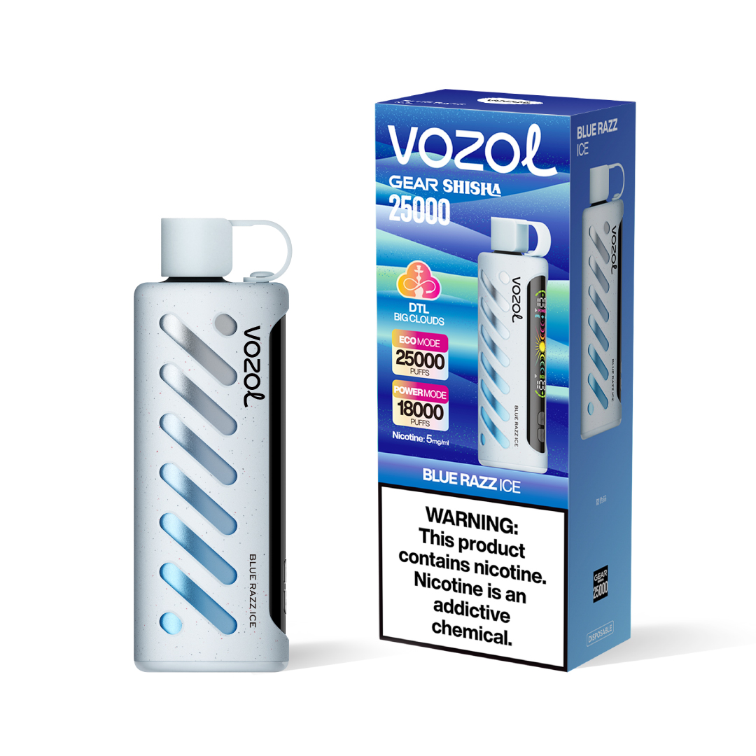 Vozol Gear Shisha 25K Puffs Blue Razz Ice Disposable Vape (24ml, 5% Nicotine)