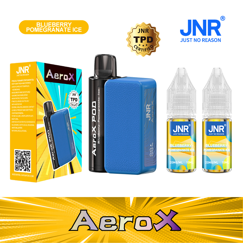 JNR Aero X 32000 Puffs Blueberry Pomegranate Ice – Refillable Pod Vape, 2% Nicotine, Adjustable Airflow (TPD)