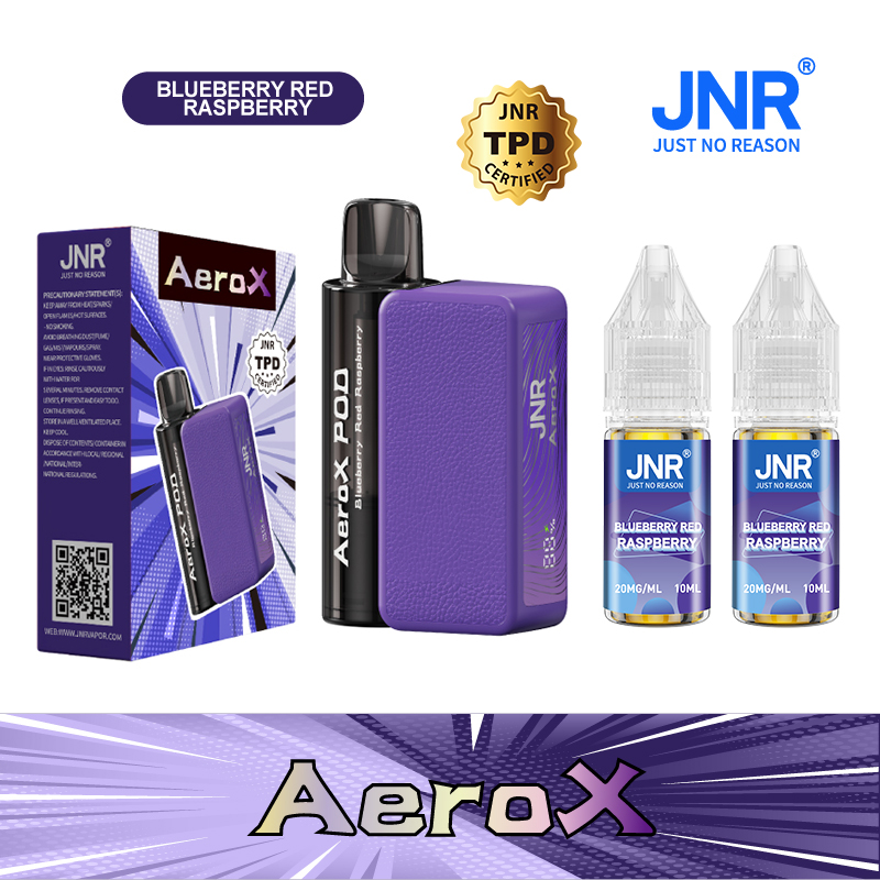 JNR Aero X 32000 Puff Blueberry Red Raspberry – Refillable Pod Vape, 2% Nicotine, Adjustable Airflow (TPD)