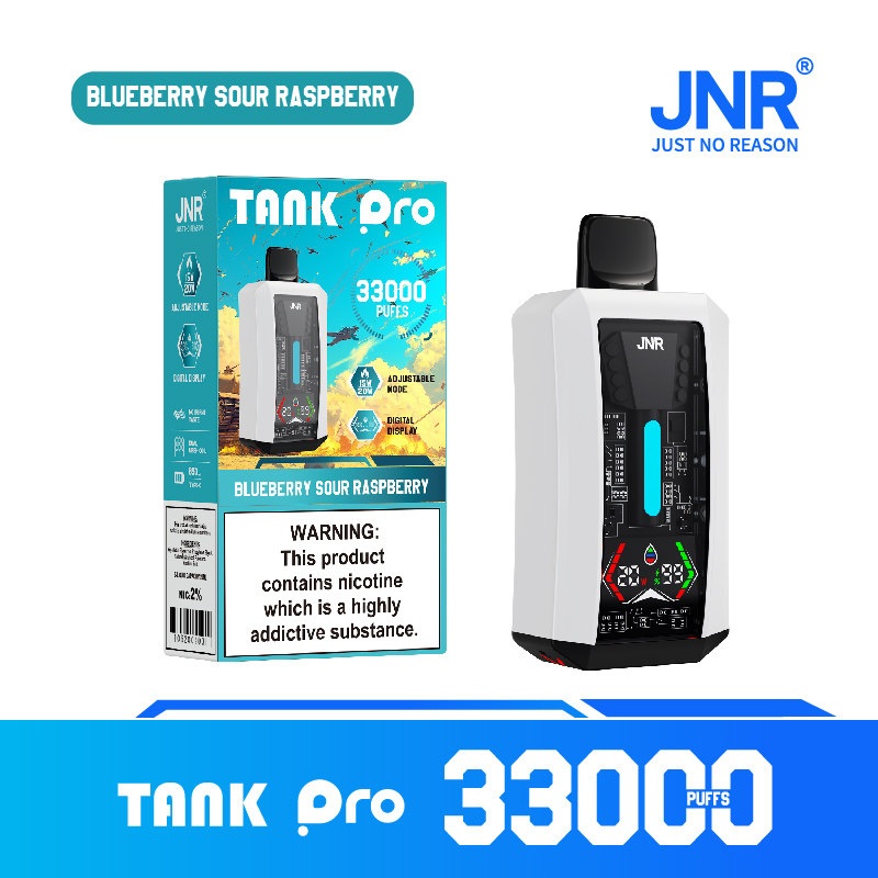 JNR TANK PRO 33000 Puffs Blueberry Sour Raspberry Disposable Vape | Dual Mesh Coil, 28ml, LED Display