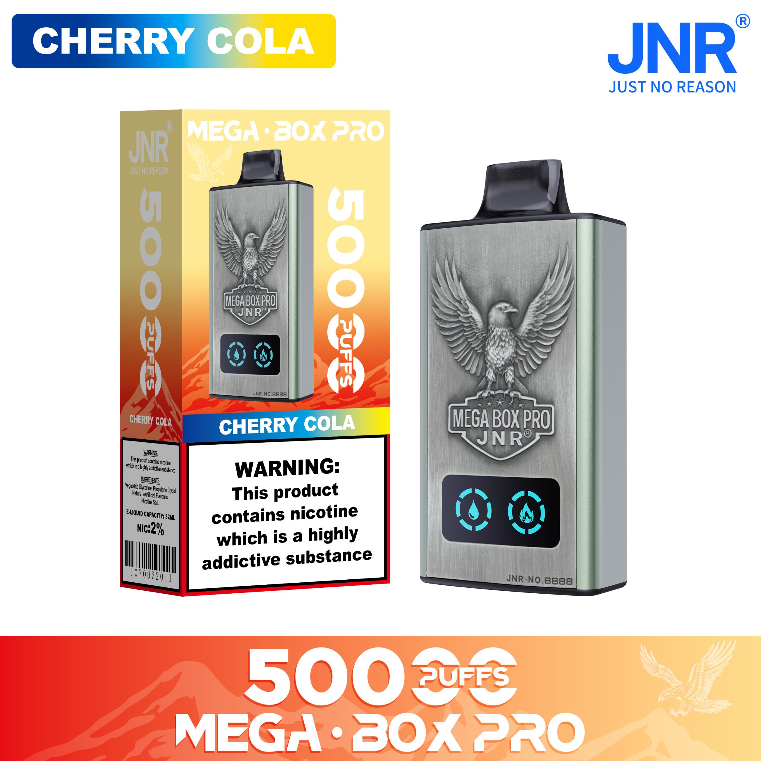 JNR Mega Box Pro 50000 Puffs – Cherry Cola Disposable Vape (32ml, Display, Type‑C Rechargeable)