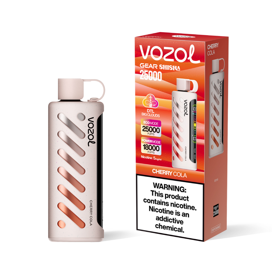 Vozol Gear Shisha 25K Puffs Cherry Cola Disposable Vape (24ml, 5% Nicotine, Dual Mesh, Rechargeable)