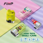 FIHP Double Flavor Disposable Vape 40000 Puffs – Peach Mango Pineapple & Cherry Ice (LED, Type‑C, Dual Mesh)