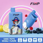 FIHP Double Flavor Disposable Vape 40000 Puffs – Peach Mango Pineapple & Cherry Ice (LED, Type‑C, Dual Mesh)