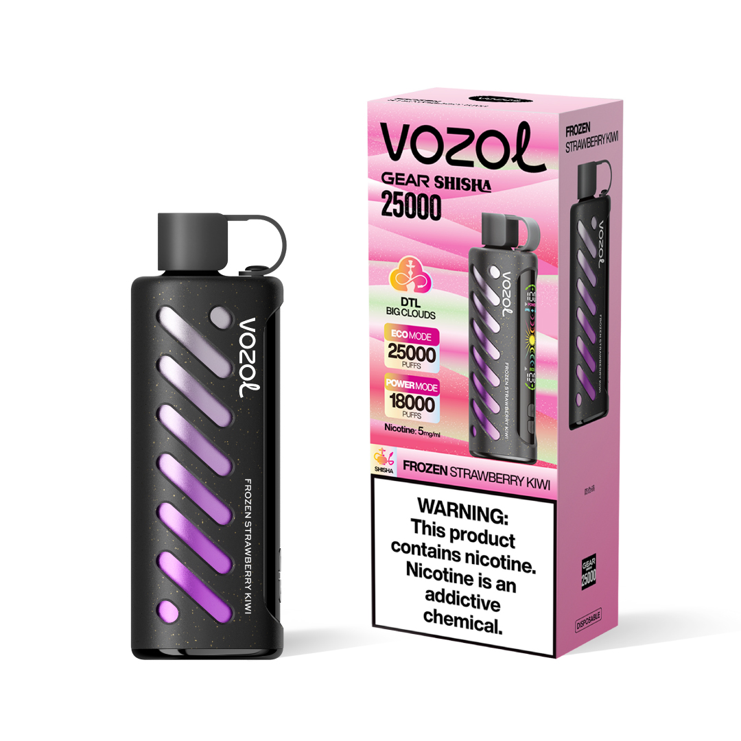 Vozol Gear Shisha 25K Puffs Frozen Strawberry Kiwi – 24ml, 5% Nicotine, Dual Mesh, 1000mAh Rechargeable (Type‑C)