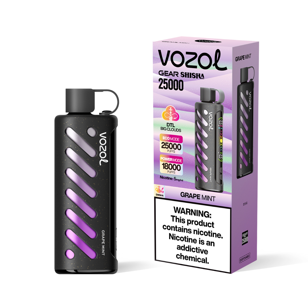 Vozol Gear Shisha 25K Puffs Grape Mint Disposable Vape 24ml | Dual Mesh | 5% Nicotine
