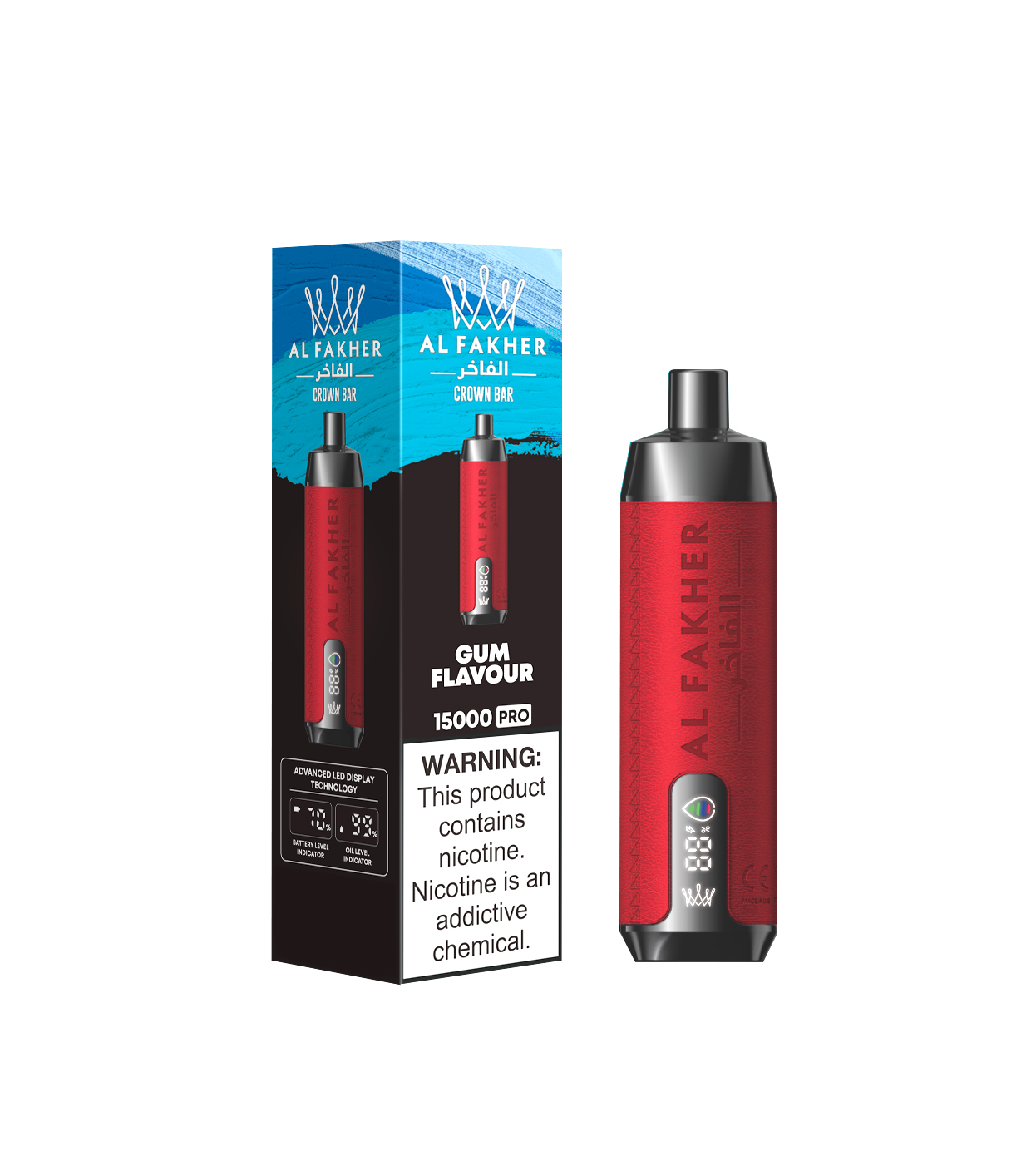 AL FAKHER Crown Bar 15K Puffs Gum Flavour Disposable Vape | 20ml, 850mAh, Type‑C, Display