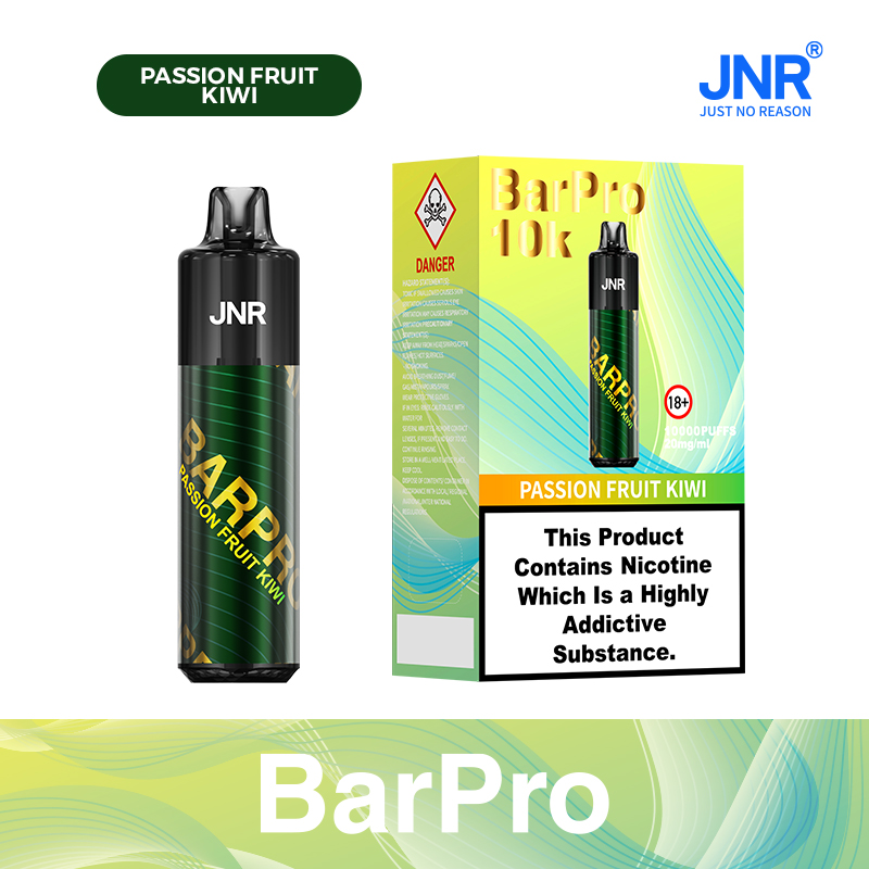 JNR BarPro 10000 Puffs Passion Fruit Kiwi Disposable Vape (12ml, Rechargeable, 0/2/5% Nicotine)