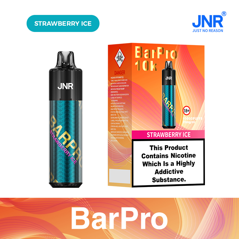 JNR BarPro 10000 Puffs Strawberry Ice Rechargeable Prefilled Disposable Vape (12ml, Mesh Coil, RGB Light)
