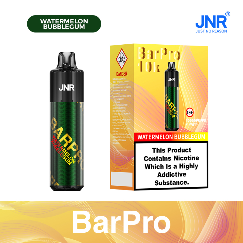 JNR BarPro 10000 Puffs Watermelon Bubblegum Prefilled Disposable Vape (12ml, Rechargeable, 0/2/5% Nicotine)