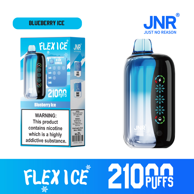 JNR FLEX ICE 21000 Puffs Blueberry Ice Disposable Vape – Adjustable Ice Control, Dual Mesh, 1000mAh USB‑C (0/2/5% Nicotine)