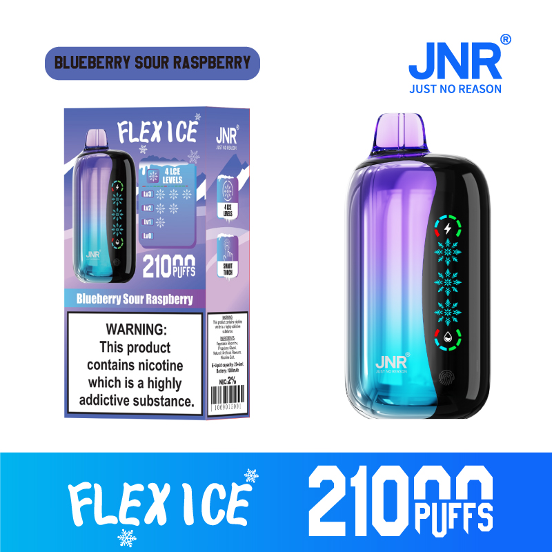 JNR FLEX ICE 21000 Puffs Blueberry Sour Raspberry Disposable Vape – Adjustable Ice Control Touchscreen, Dual Mesh, 1000mAh USB‑C