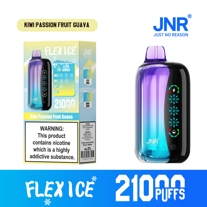 JNR FLEX ICE 21000 Puffs Kiwi Passion Fruit Guava Disposable Vape – Adjustable Ice Control, Dual Mesh, 26ml, 1000mAh Type‑C