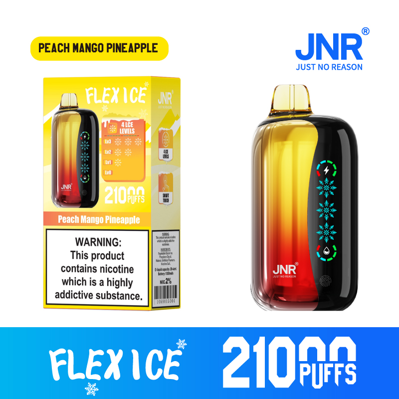 JNR FLEX ICE 21000 Puffs Peach Mango Pineapple Disposable Vape – Adjustable Ice Control & LED Touch Display