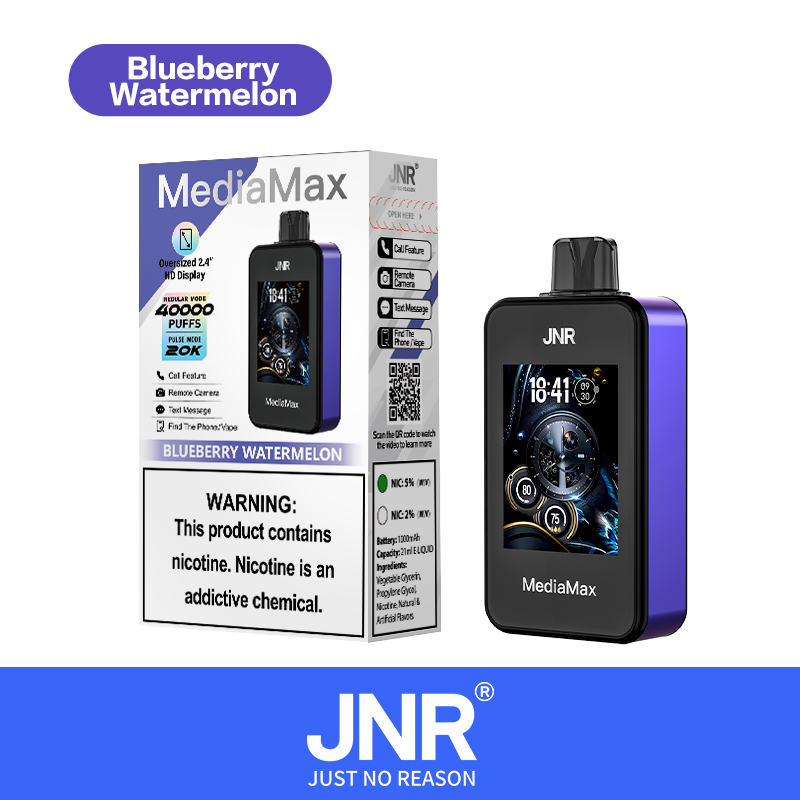 JNR Media Max 40000 Puffs Blueberry Watermelon | Smart Display Disposable Vape (2%/5% Nicotine)
