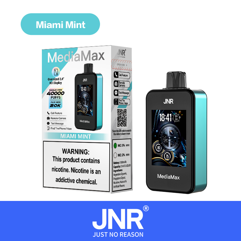 JNR Media Max 40000 Puffs Miami Mint Smart Disposable Vape – Adjustable Airflow, Dual Mesh, 21ml, 1000mAh (2%/5%)