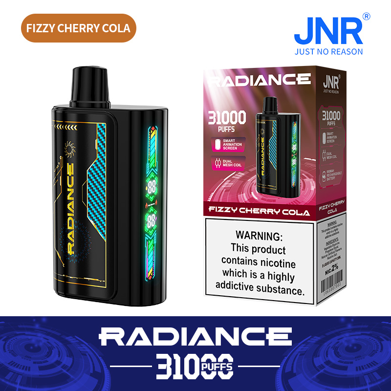 JNR Radiance 31000 Puffs Disposable Vape – Fizzy Cherry Cola (28ml, Dual Mesh, USB‑C)