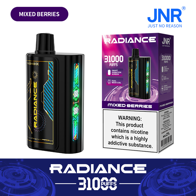 JNR Radiance 31000 Puffs Disposable Vape – Mixed Berries, Dual Mesh, 28ml, USB-C Rechargeable (0/2/5% Nicotine)
