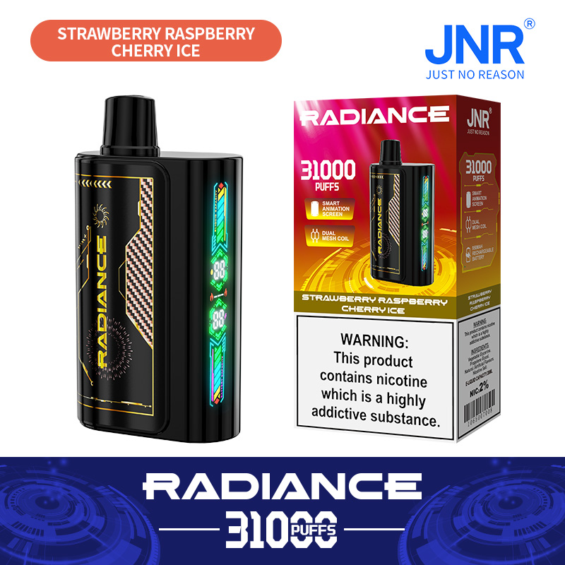 JNR Radiance 31000 Puffs Disposable Vape – Strawberry Raspberry Cherry Ice | Dual Mesh, 28ml, LED Display, Type‑C