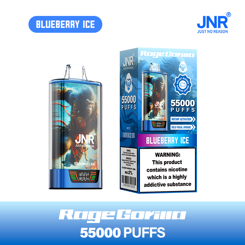JNR RageGorilla 55000 Puffs Blueberry Ice Disposable Vape | Dual Mesh, Smart Display, 42ml