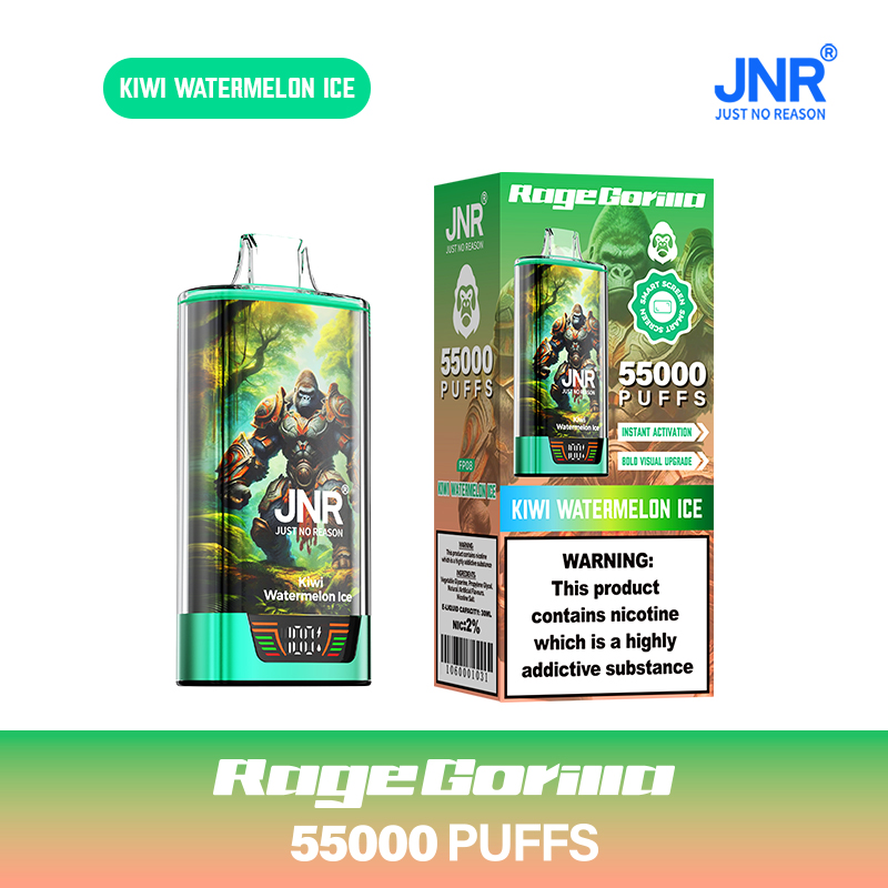 JNR RageGorilla 55000 Puffs Kiwi Watermelon Ice Disposable Vape (42ml, Dual Mesh, Smart Display, Type‑C)