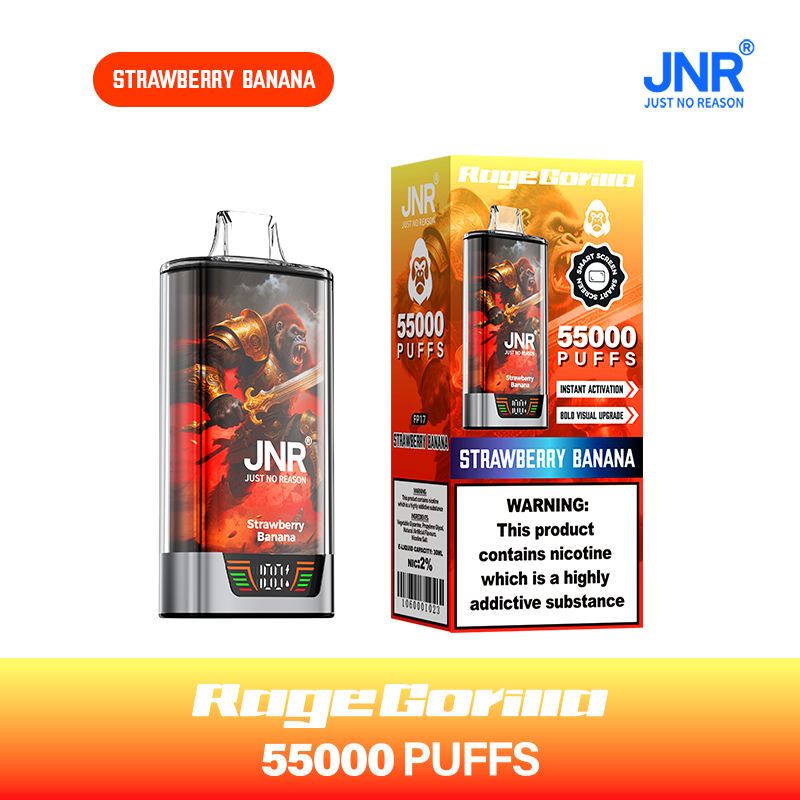 JNR RageGorilla 55000 Puffs Strawberry Banana Disposable Vape (42ml, Dual Mesh, Smart Display)