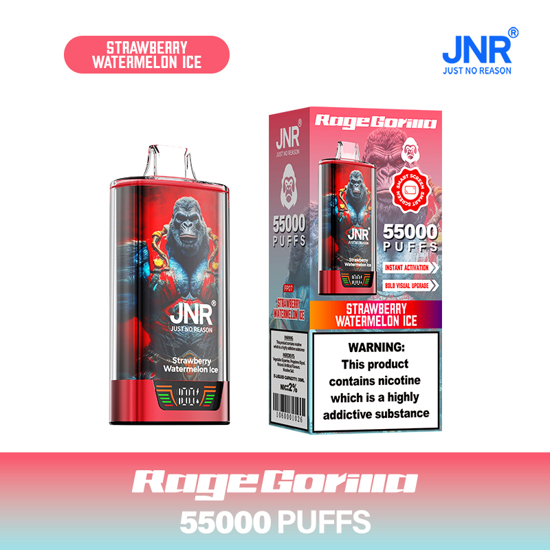 JNR RageGorilla 55000 Puffs Strawberry Watermelon Ice – Dual Mesh, Smart Display, Type‑C