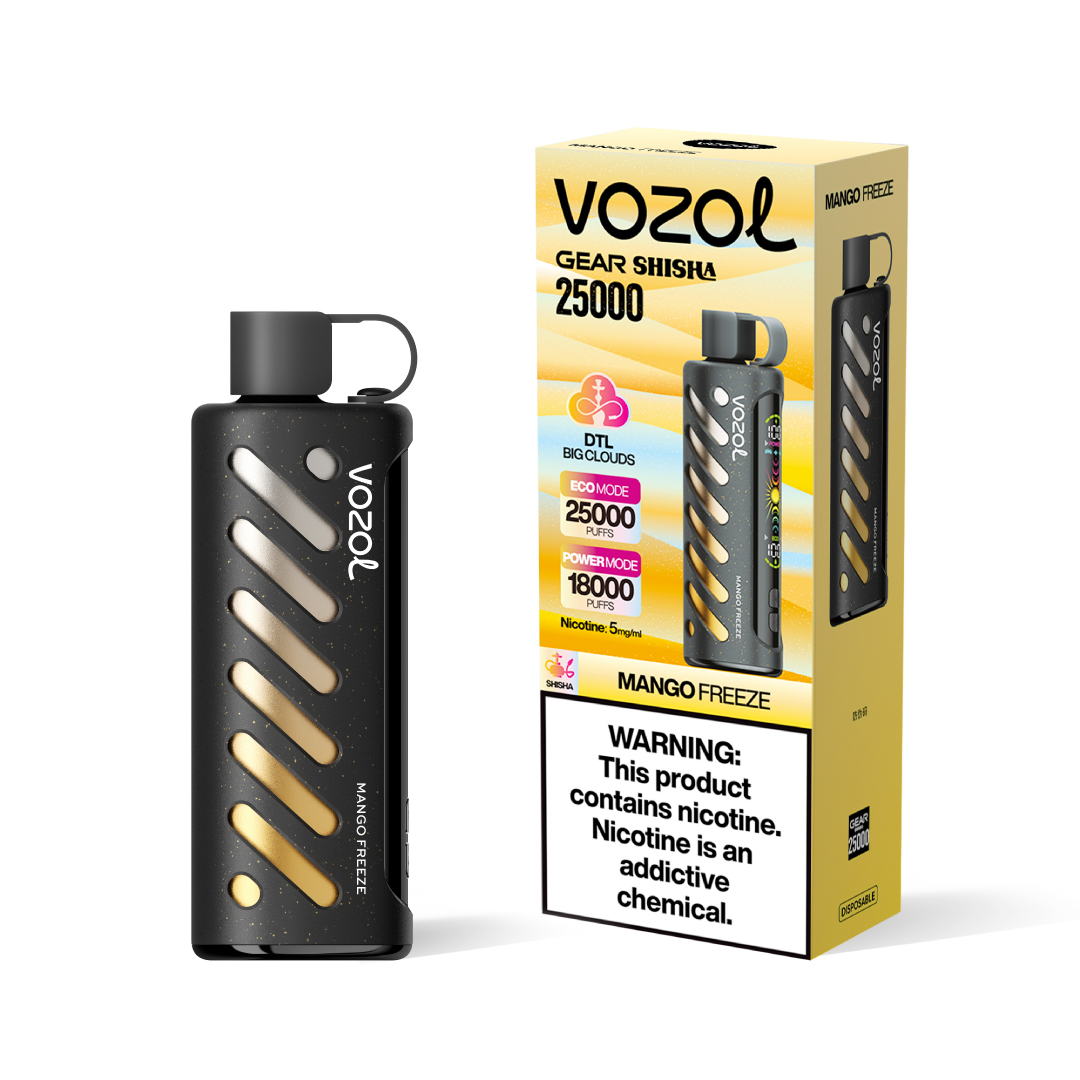 Vozol Gear Shisha 25K Puffs Mango Freeze Disposable Vape | 24ml, Dual Mesh, 2.1" Smart Display, 5% Nic