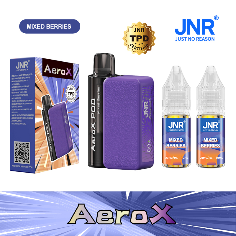 JNR Aero X 32000 Puffs Mixed Berries Ice – Refillable Pod Vape, 2% Nicotine, Adjustable Airflow