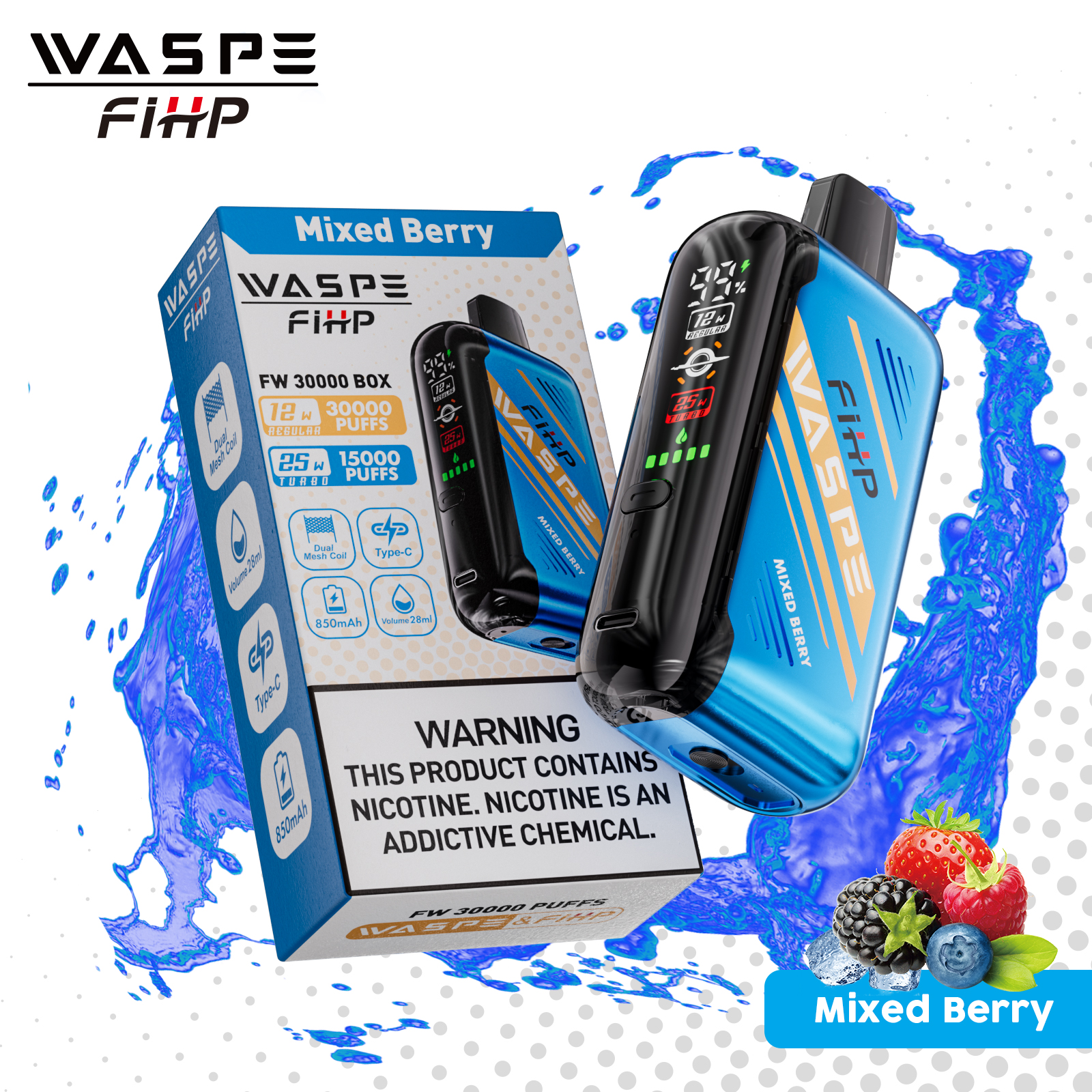 WASPE FW-30000 PUFFS-Mixed Berry