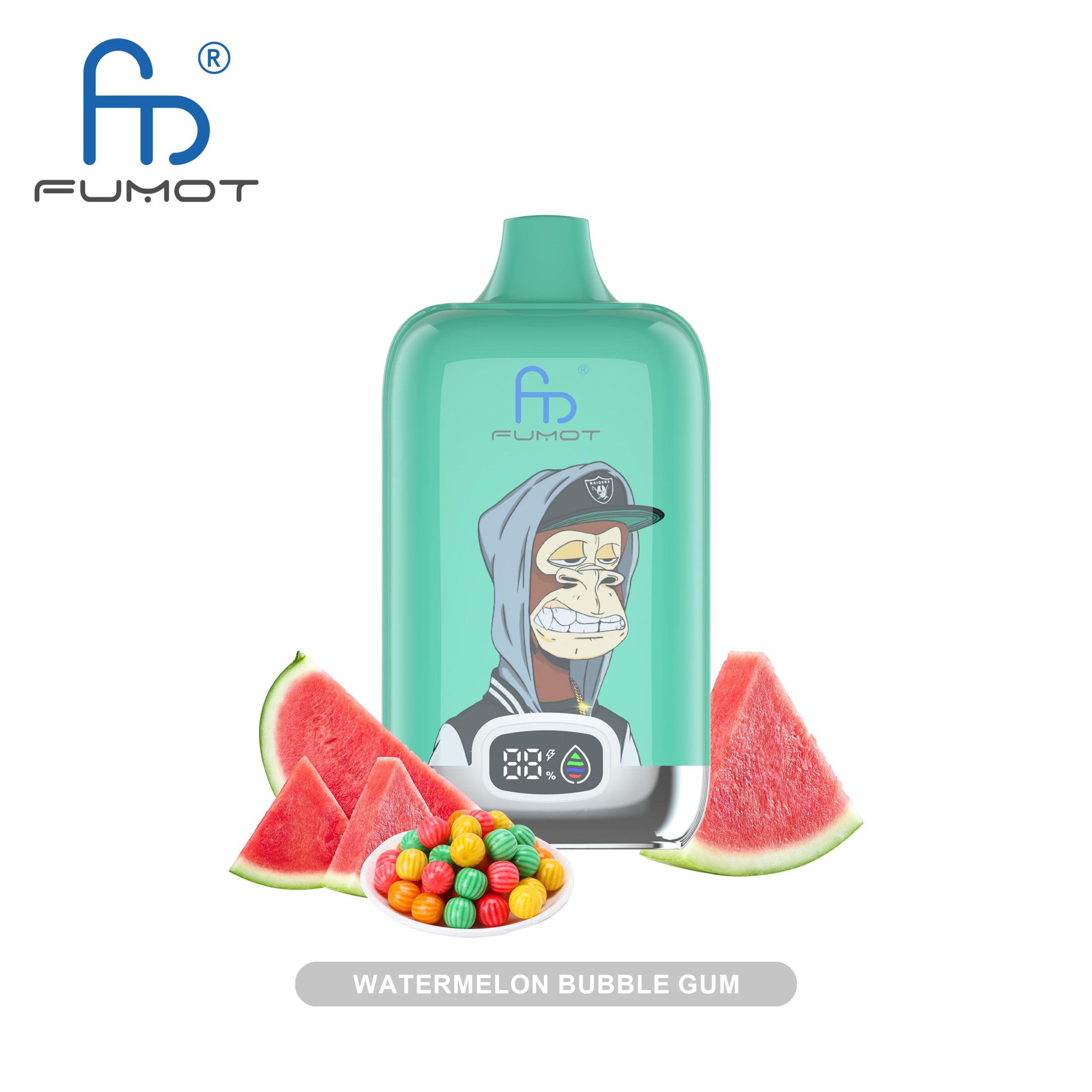 RAndM Tornado 12000 Puffs Watermelon Bubblegum Disposable Vape (20ml, 850mAh, LED Display)