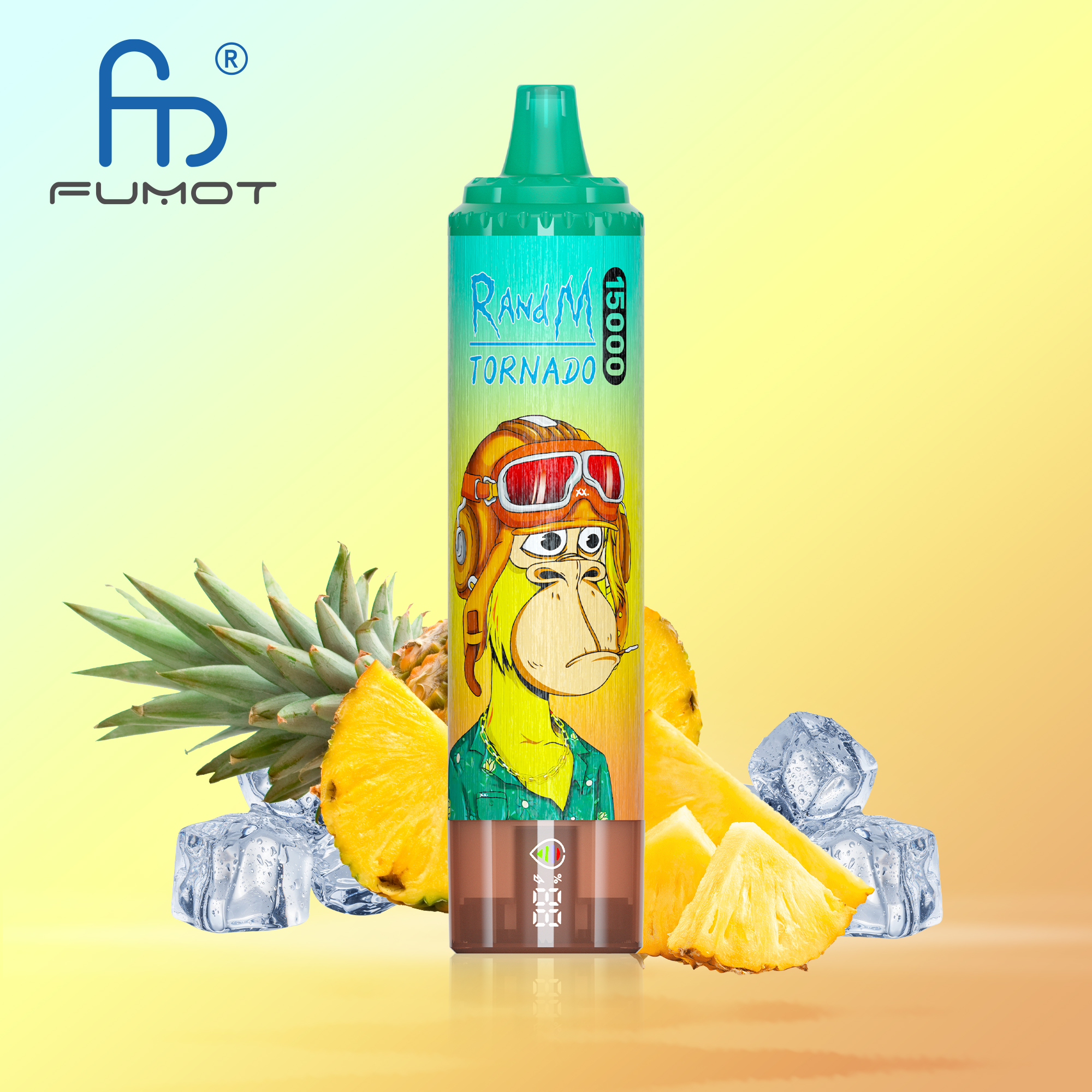 RandM Tornado 15000 Puffs Pineapple Ice Disposable Vape (25ml, 850mAh, Adjustable Airflow)