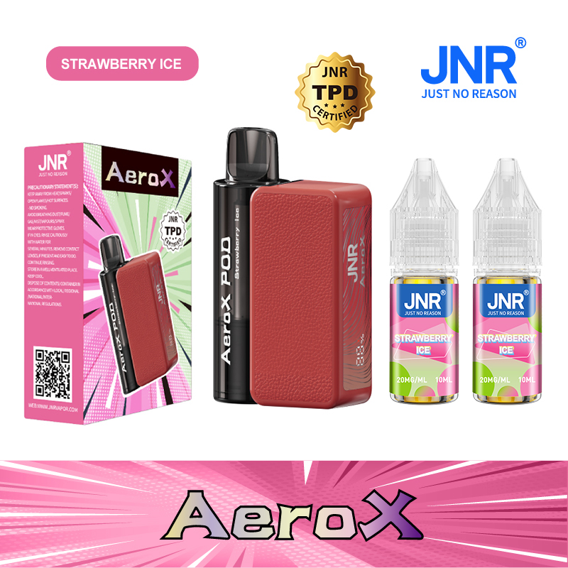 JNR Aero X Strawberry Ice 32000 Puffs – Refillable Pod Vape, 2% Nicotine, Dual Mesh Coil, Adjustable Airflow