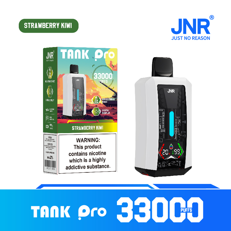 JNR TANK PRO 33000 Puffs Strawberry Kiwi Disposable Vape (28ml, Dual Mesh, LED, Type‑C)
