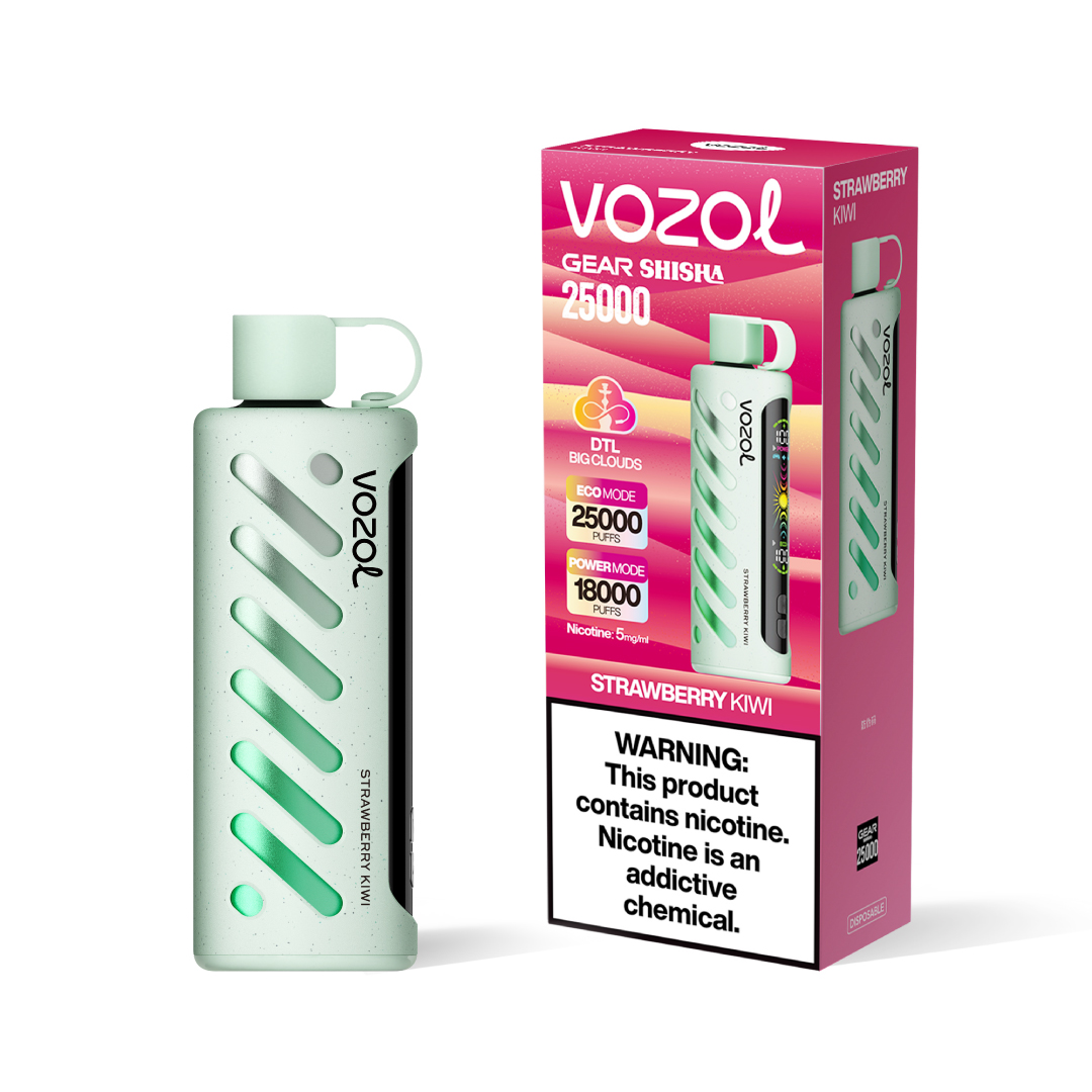 Vozol Gear Shisha 25K Puffs Strawberry Kiwi Disposable Vape – 24ml, 5% Nicotine, Dual Mesh, Smart Display