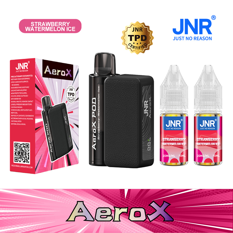 JNR Aero X 32000 Puffs Strawberry Watermelon Ice – Refillable Pod Vape, 2% Nicotine, Adjustable Airflow
