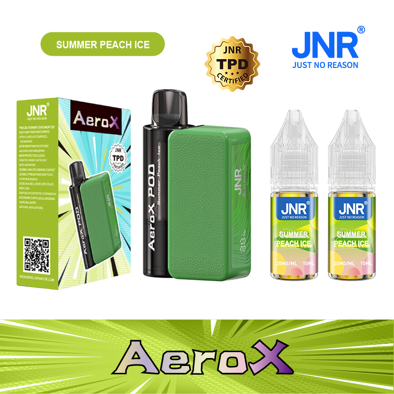 JNR Aero X 32000 Puffs Summer Peach Ice – Refillable Pod Vape (2% Nicotine), Dual Mesh Coil, Adjustable Airflow, USB‑C