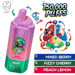 UZY 6-in-1 150000 Puffs Disposable Vape (Mixed Berry / Fizzy Cherry / Peach Lemon) – Quad Mesh Coil, 64ml, 650mAh, Rechargeable