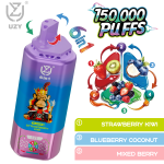 UZY 6-in-1 Disposable Vape 150000 Puffs (Strawberry Kiwi / Blueberry Coconut / Mixed Berry) – 64ml, Rechargeable 650mAh