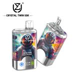 UZY Crystal Twin 50000 Puffs Dual Flavor Vape (Strawberry Watermelon + Lemon Lime) | 40ml, Display, Type‑C