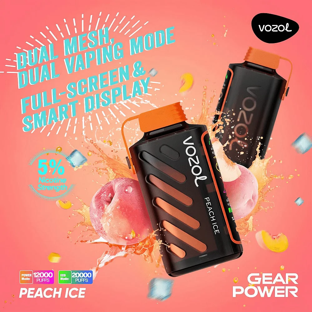 Vozol Gear Power 20000 Puffs Peach Ice Disposable Vape (20ml, 5% Nicotine)