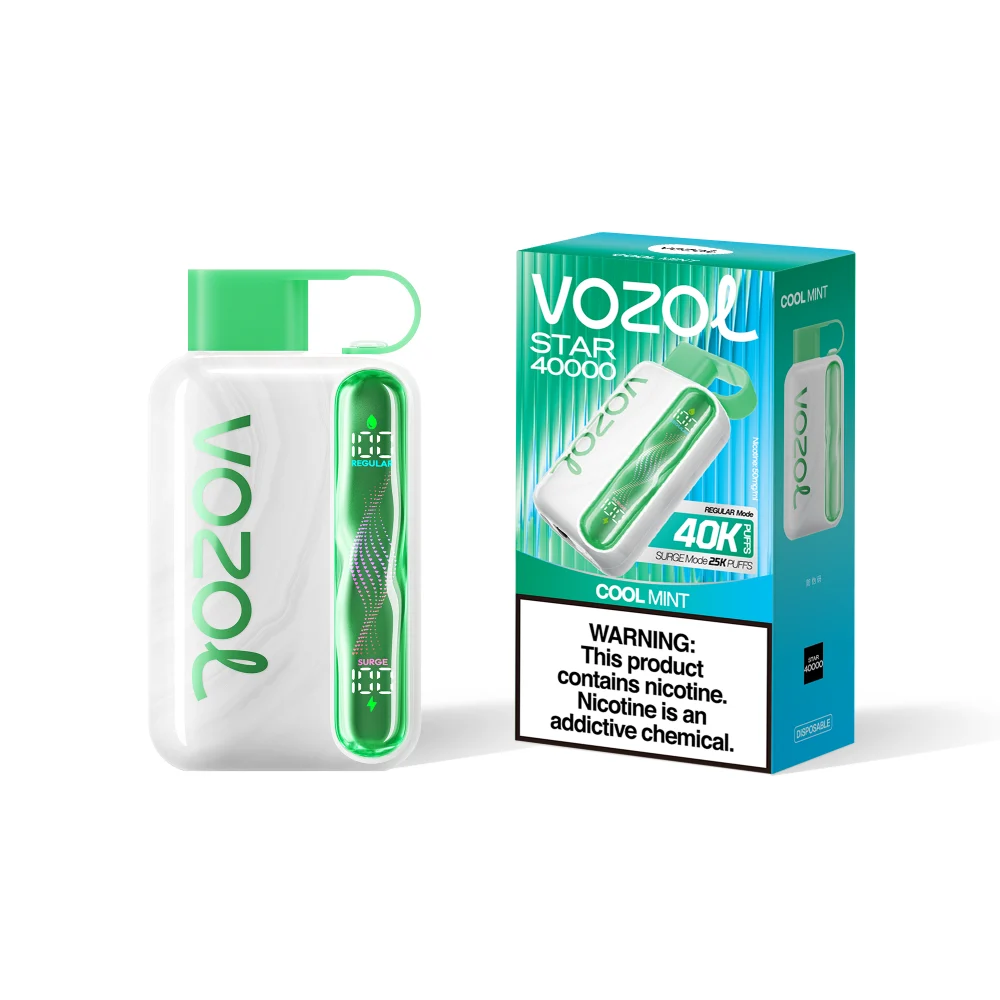 Vozol Star 40000 Puffs Cool Mint Disposable Vape | 5% Nic Salt, Dual Mesh, OLED, Rechargeable 1000mAh