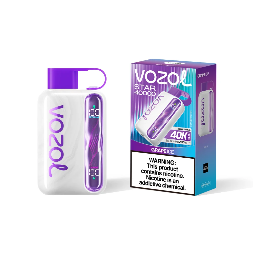 Vozol Star 40000 Puffs Grape Ice Disposable Vape (20ml, 5% Nic, Dual Mesh, OLED, USB‑C)